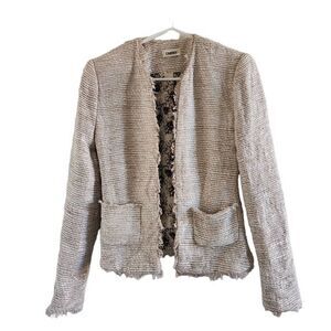 𝅺L'AGENCE Angelina Tweed Blazer Tan and White Size 0
